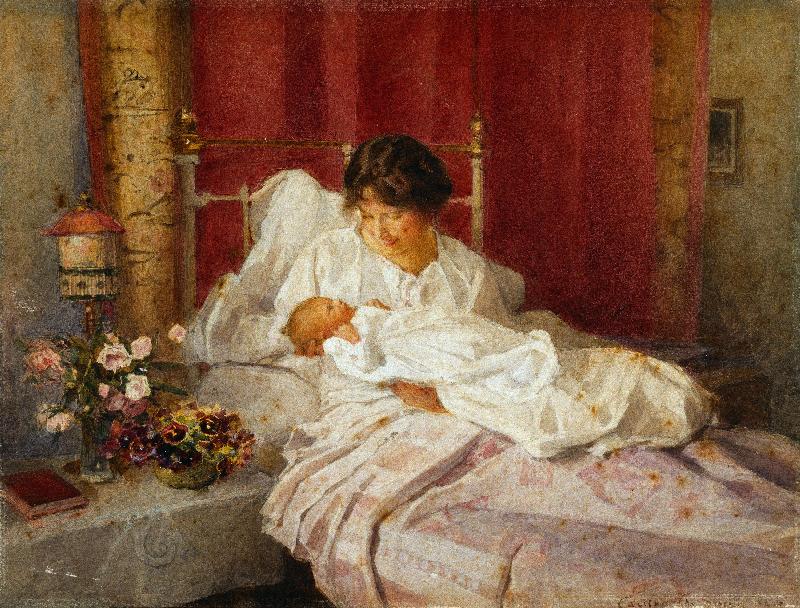Eine Mutter mit ihrem Baby de Carlton Alfred Smith