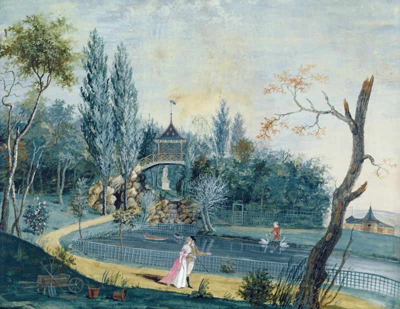 The Lake and Chinese Pavilion in the Park at Le Raincy, c.1754-93 (gouache on paper) de Carmontelle