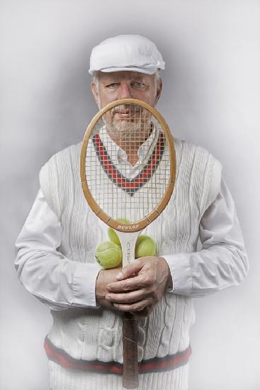 Old-fashioned male tennis player