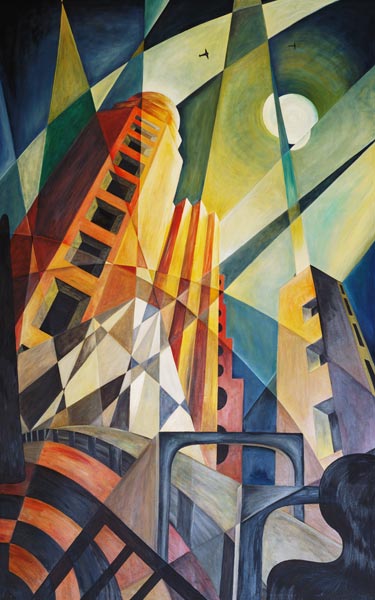 City in Shards of Light (oil on canvas)  de Carolyn  Hubbard-Ford