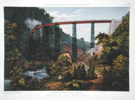 Railway Bridge at Metlac, from 'Album of the Mexican Railway' by Antonio Garcia Cubas de Casimior Castro