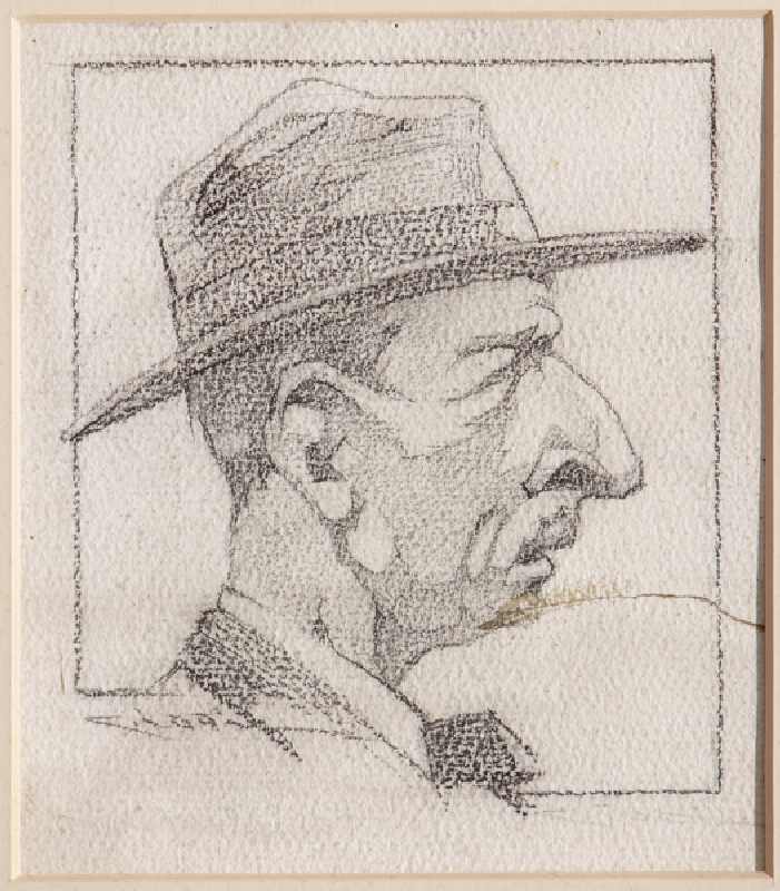 A Man wearing a Hat (pencil on paper) de Casimiro Jodi