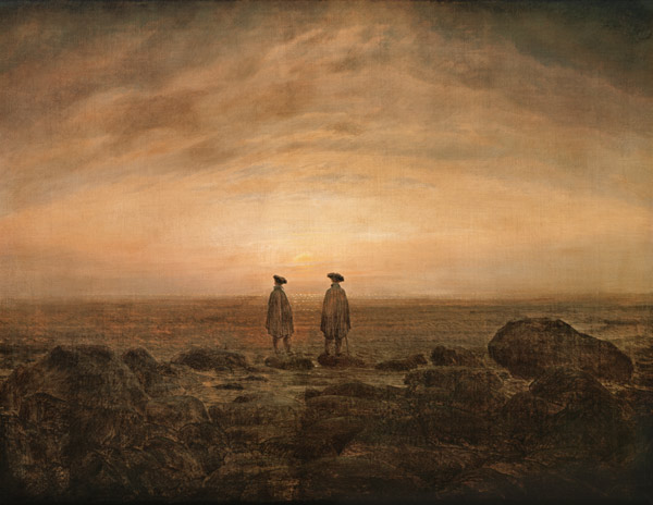 Dos hombres en el mar al crepúsculo de Caspar David Friedrich