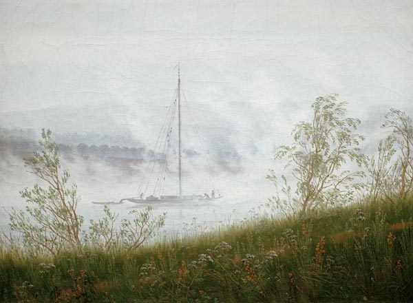 El barco de Elb bajo el amanecer de Caspar David Friedrich