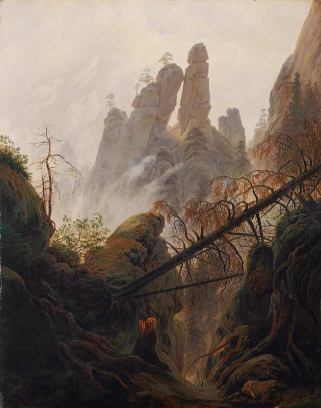Barranco de rocas en Elbsandsteingebirge de Caspar David Friedrich