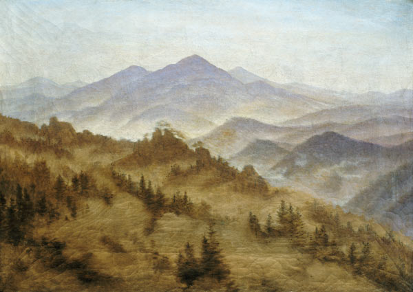 El campo en las montañas bohemias de Suiza de Caspar David Friedrich