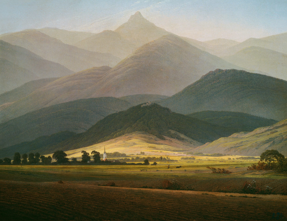 Paisaje de la cordillera Riesengebirgslandschaft de Caspar David Friedrich