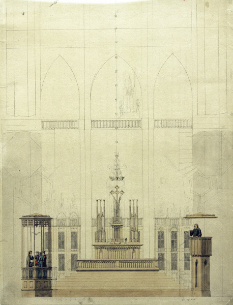 Altar room with baptistry de Caspar David Friedrich