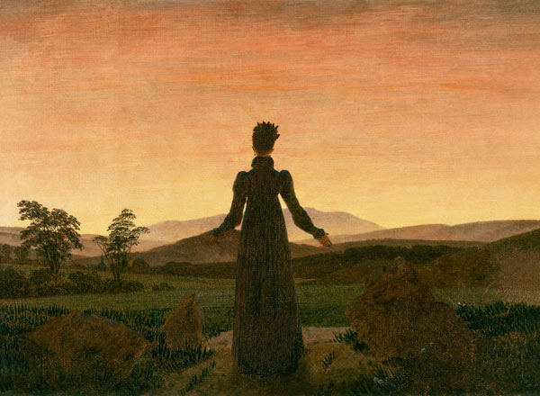 Mujer al sol de la mañana - Caspar David Friedrich en reproducción copia al óleo sobre lienzo.