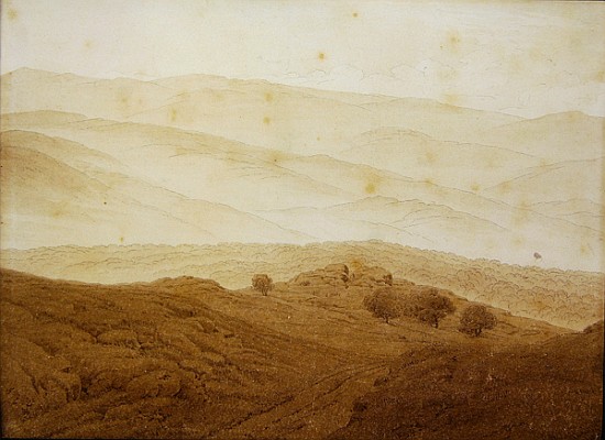 Mountain landscape near Teplitz de Caspar David Friedrich