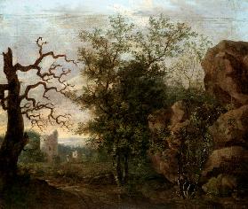 Landscape with bare tree