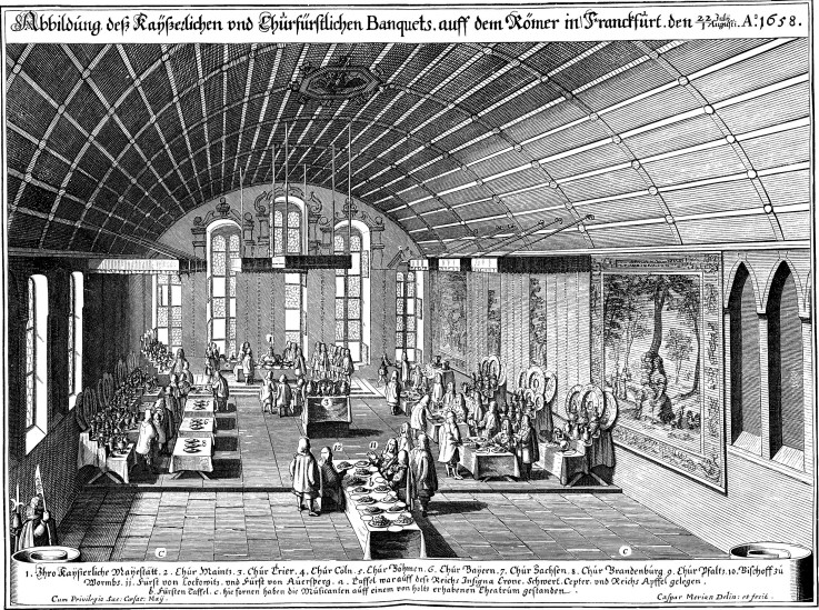 Banquet in the Römer in Frankfurt a.M. on August 1, 1658 in celebration of Emperor Leopold I de Caspar Merian