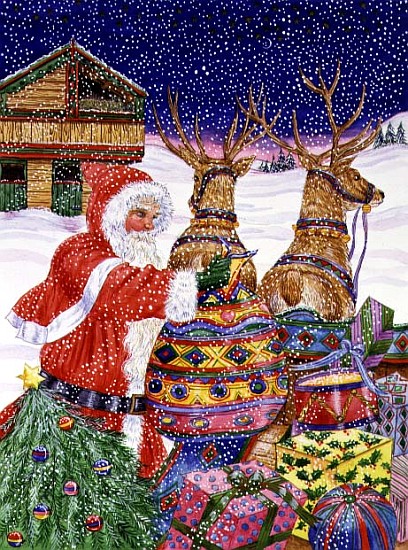 Father Christmas Loading his Sleigh (w/c on paper)  de Catherine  Bradbury