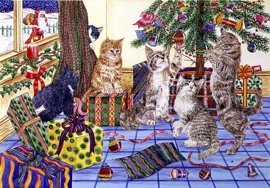 The Cats'' Christmas (w/c on paper)  de Catherine  Bradbury