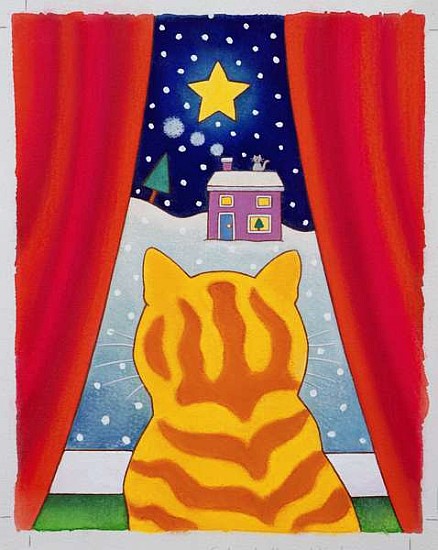 Cat at the Window (w/c on paper)  de Cathy  Baxter