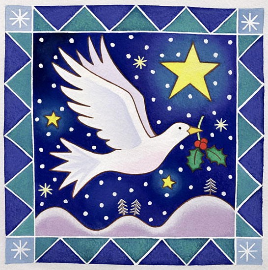 Christmas Dove (w/c on paper)  de Cathy  Baxter