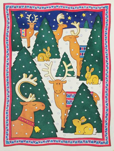 Reindeers around the Christmas Trees  de Cathy  Baxter