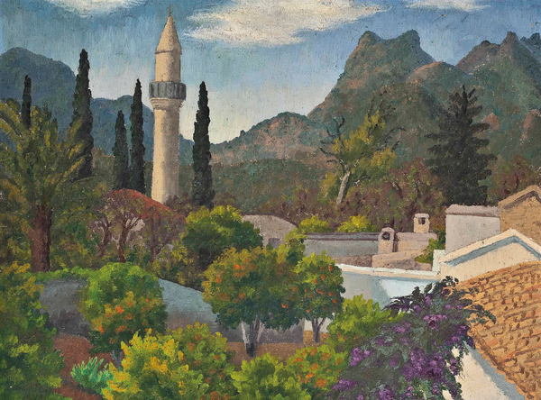 Turkish Village with Mosque, Cyprus de Cedric Morris