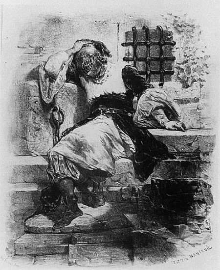 The Man in the Iron Mask in his Prison, illustration for the opera Adrien Boieldieu and E. Barateau de Celestin Francois Nanteuil