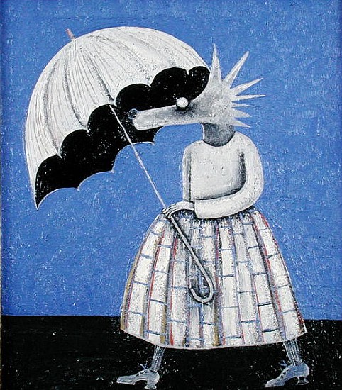 La Parapluie (oil on board)  de Celia  Washington