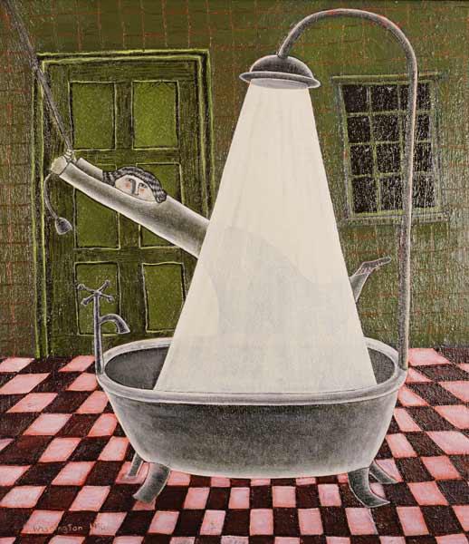 The Shower, 1990 (oil on board) 