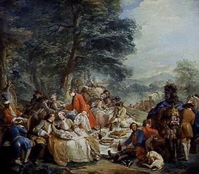 Rest at the hunting. de Charles André van Loo