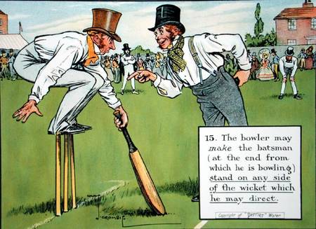 (15) The bowler may make the batsman (at the end from which he is bowling) stand on any side of the de Charles Crombie