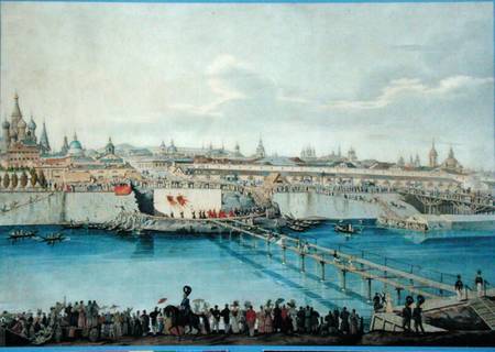 Laying of the Moskvoretsky Bridge in Moscow de Charles de Hampeln