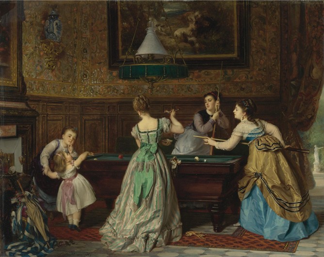 Ladies Playing Billiards de Charles Edouard Boutibonne