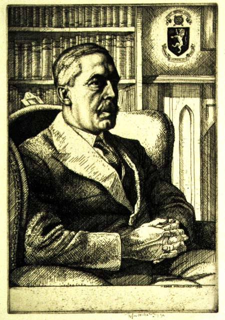 Portrait of Sir Cyril Norwood (1875-1956) 1932 (etching) de Charles Edward Holloway