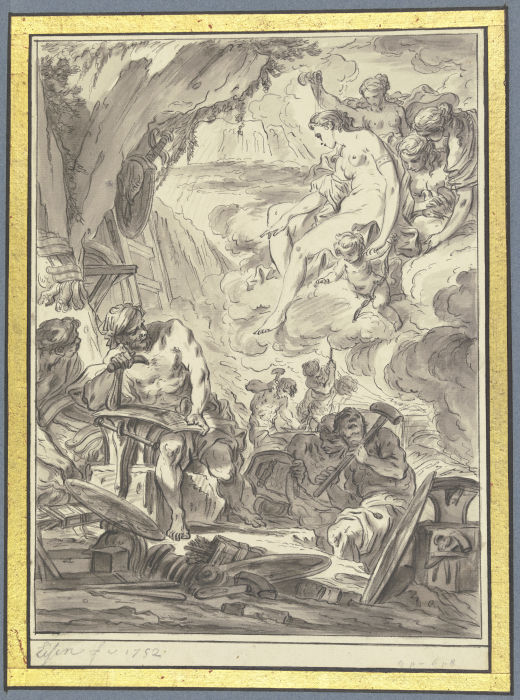 Venus in der Werkstatt des Vulkan, der die Waffen des Aeneas schmiedet de Charles Eisen