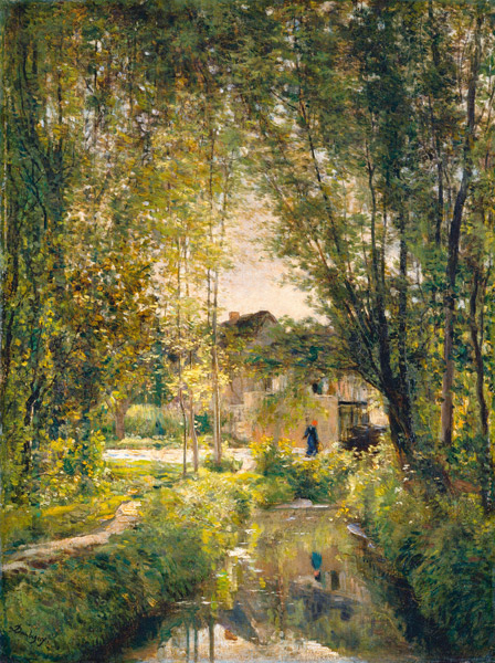 Landschaft mit einem sonnenbeschienenen Bach de Charles-François Daubigny