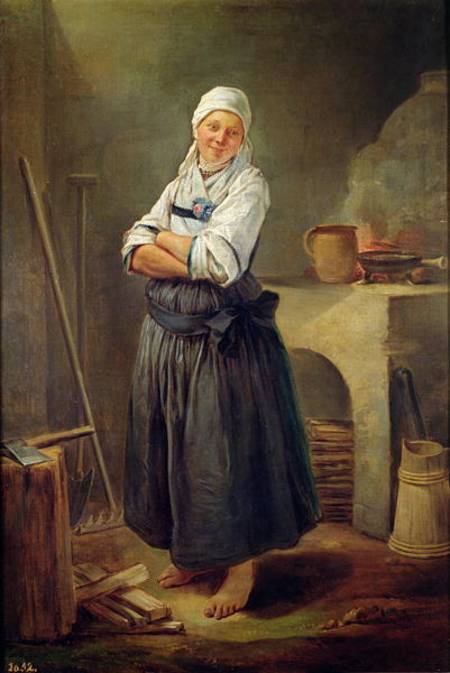 A Saxon Villager in her Kitchen de Charles-Francois Hutin