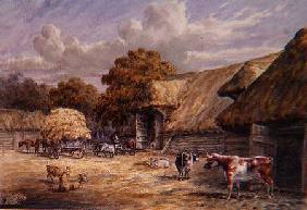 The farmyard of Mr. Harrison's Barton Farm, Buckland, near Dover, from an album of British landscape