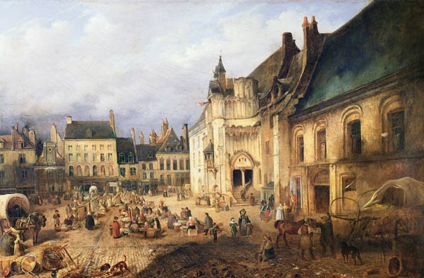 View of the Place de l'Hotel de Ville, Saint-Omer de Charles Goureau