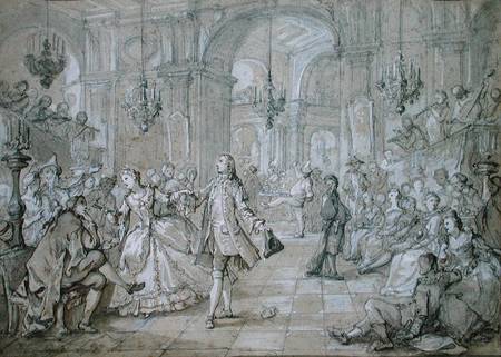 A Masquerade Ball (pen & ink on paper) de Charles Joseph Natoire