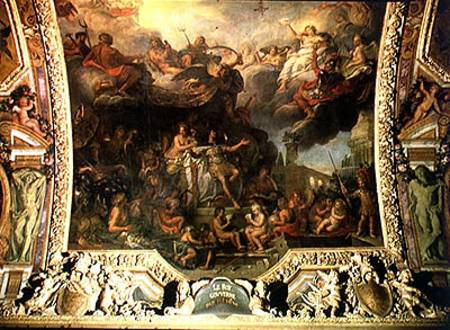 King Louis XIV (1638-1715) Governing Alone in 1661, Ceiling Painting from the Galerie des Glaces de Charles Le Brun