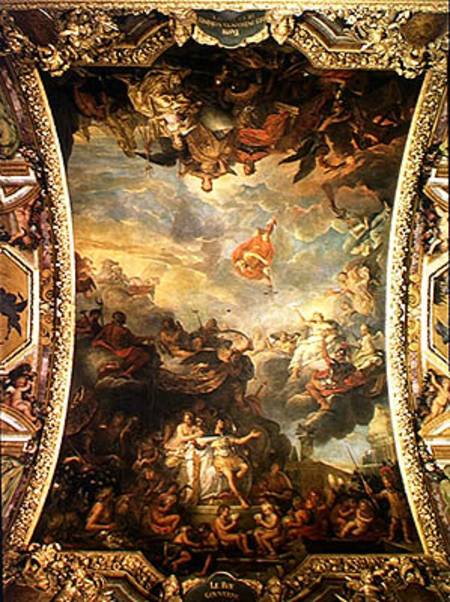 View of King Louis XIV (1638-1715) Governing Alone in 1661 and The Prosperous Neighbouring Powers of de Charles Le Brun