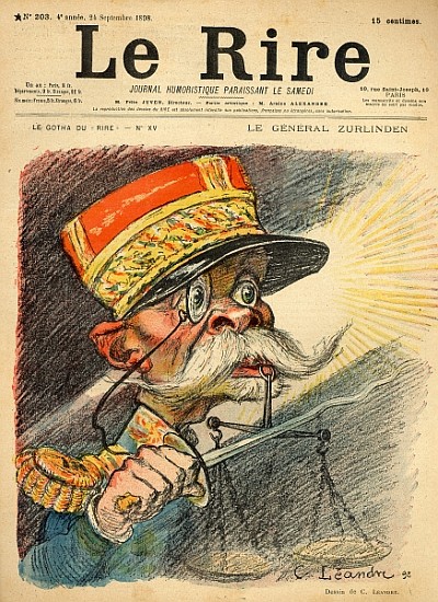 Caricature of General Zurlinden, from the front cover of ''Le Rire'', 24th September 1898 de Charles Leandre