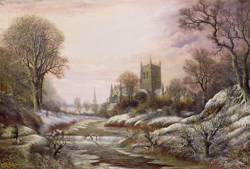 Worcester from the South West in the Snow de Charles Leaver