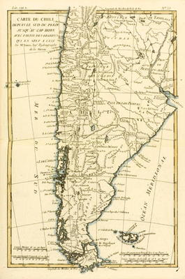 Chile, from the south of Peru to Cape Horn, from 'Atlas de Toutes les Parties Connues du Globe Terre de Charles Marie Rigobert Bonne