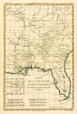 Louisiana and Florida, from 'Atlas de Toutes les Parties Connues du Globe Terrestre' by Guillaume Ra de Charles Marie Rigobert Bonne