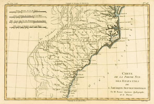 South-east Coast of America, from 'Atlas de Toutes les Parties Connues du Globe Terrestre' by Guilla de Charles Marie Rigobert Bonne