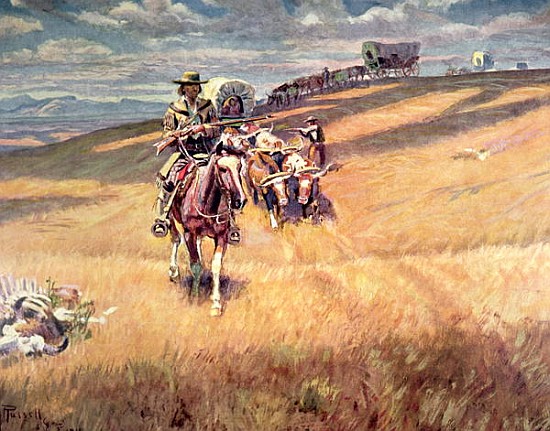 ''When wagon trails were dim'' de Charles Marion Russell
