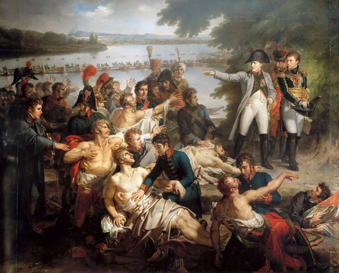 The Return of Napoleon to the Island of Lobau after the Battle of Essling, May 23, 1809 de Charles Meynier