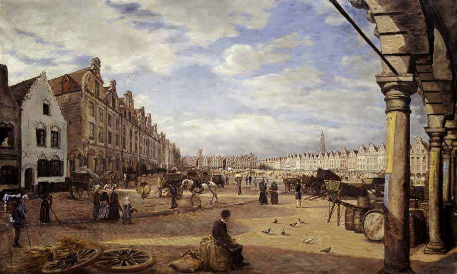 The Grande Place d'Arras on Market Day de Charles Paul Etienne Desavary