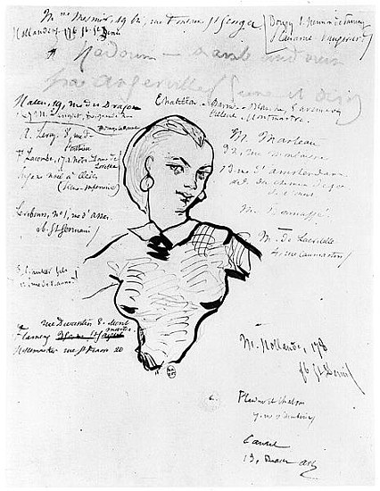 Portrait of Jeanne Duval with notes Auguste Poulet-Malassis (1825-78) 1858-60 de Charles Pierre Baudelaire