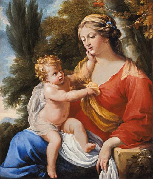 The virgin with the child in a landscape. de Charles Poerson