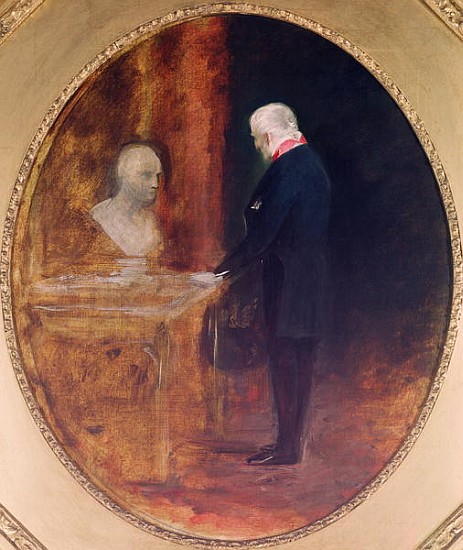 The Duke of Wellington (1769-1852) Studying a Bust of Napoleon (1769-1821) de Charles Robert Leslie