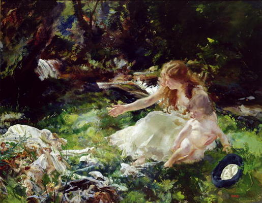 '...and the fairies ran away with their clothes' (oil on canvas) de Charles Sims